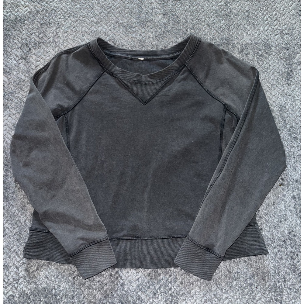 Lululemon Women's Loop Back Crew Pullover Cropped Sweatshirt Gray Size 6